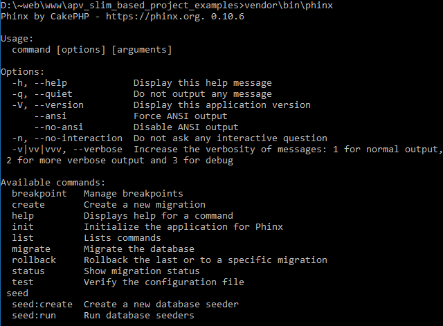 Phinx command